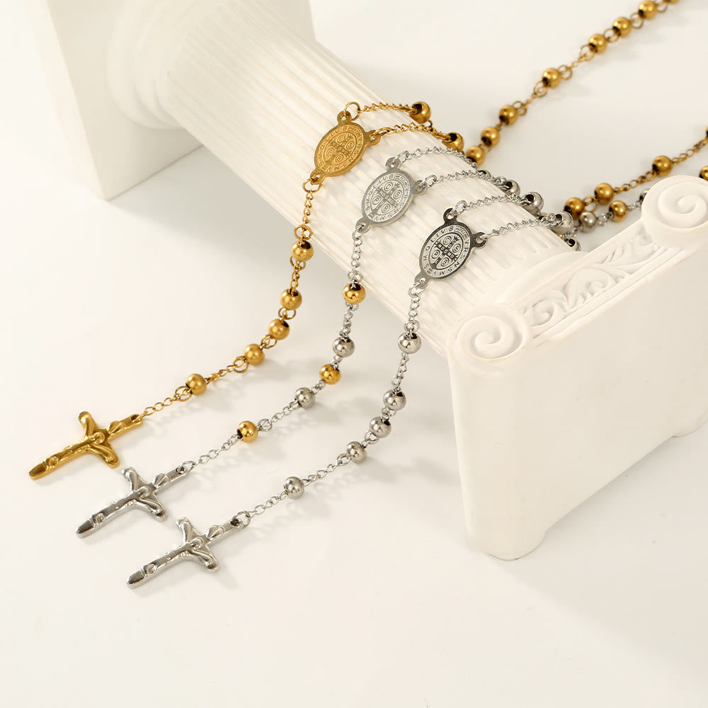 Rosenkranz mit St. Benedikt-Kruzifix aus Edelstahl - image 4