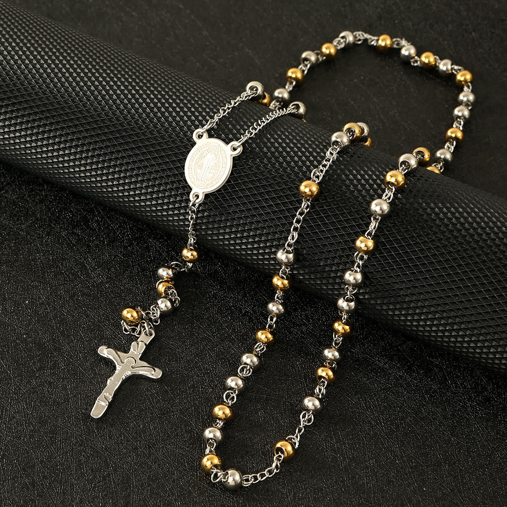 Rosenkranz mit St. Benedikt-Kruzifix aus Edelstahl - Mehrfarbig - image 1