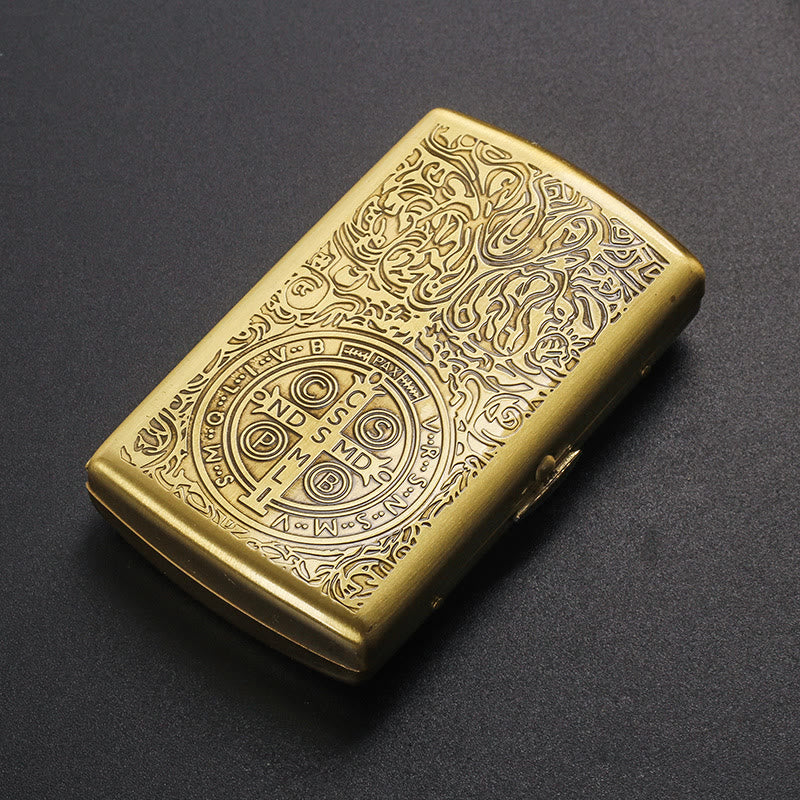 St. Benedikt Kreuz Medaillon Metall Zigarettenetui - image 4
