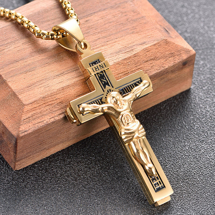 Christianartworkshop Handgefertigte Halskette mit Jesus-Kruzifix aus Titan - Golden - image 6
