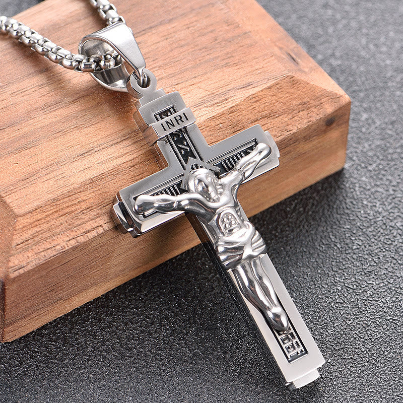 Christianartworkshop Handgefertigte Halskette mit Jesus-Kruzifix aus Titan - Silber - image 11