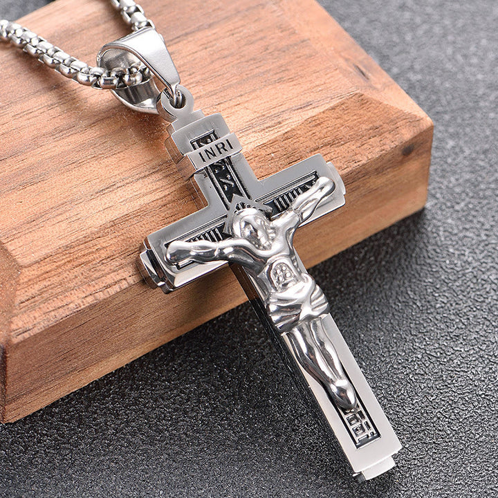 Christianartworkshop Gefertigte Jesus-Kruzifix-Titan-Halskette - Silber - image 11