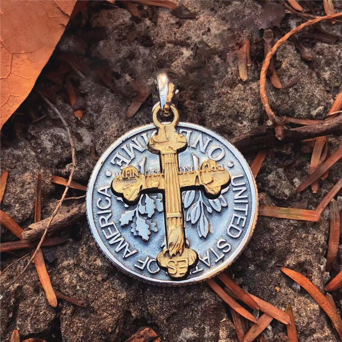 Christianartworkshop Vintage-Halskette mit doppelseitigem Kreuz-Münzanhänger - image 2