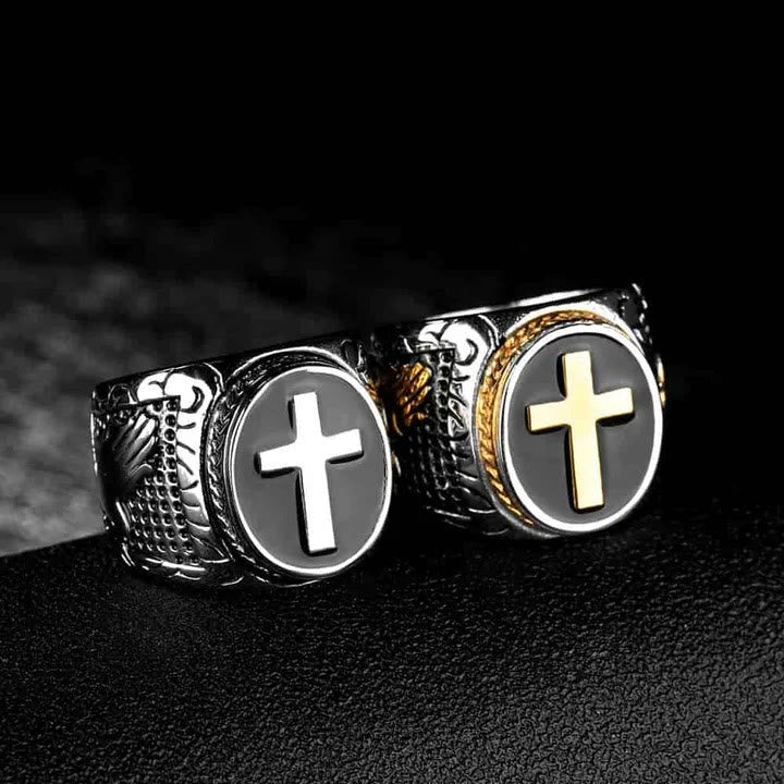 Christianartworkshop Retro-Kreuz „Hand Gottes“ Titan-Religionsring - image 4