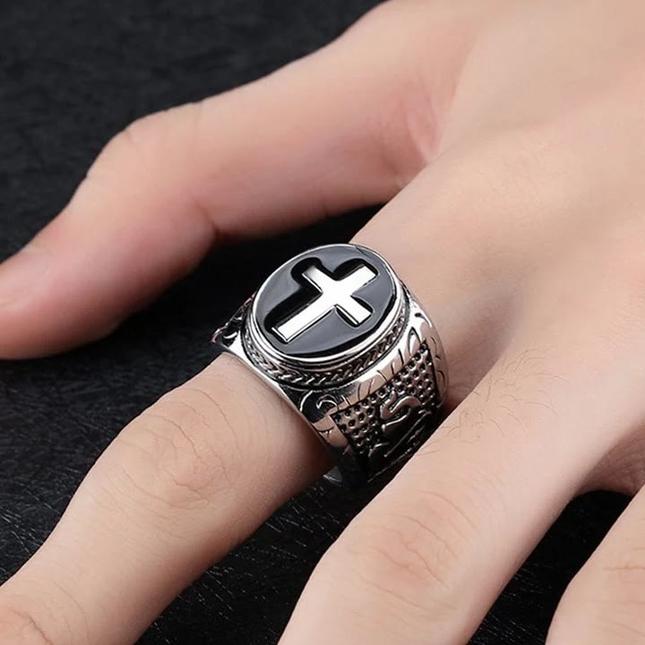 Christianartworkshop Retro-Kreuz „Hand Gottes“ Titan-Religionsring - image 9