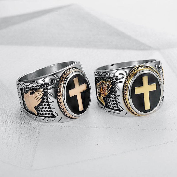 Christianartworkshop Retro-Kreuz „Hand Gottes“ Titanring - image 9