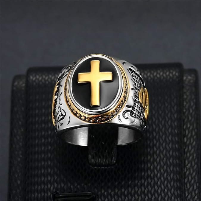 Christianartworkshop Retro-Kreuz „Hand Gottes“ Titan-Religionsring - image 2