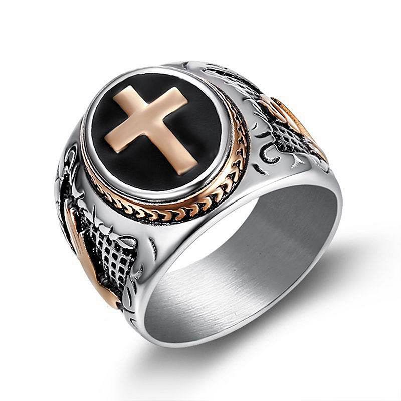 Christianartworkshop Retro-Kreuz „Hand Gottes“ Titan-Religionsring - Roségold - US15 - image 11
