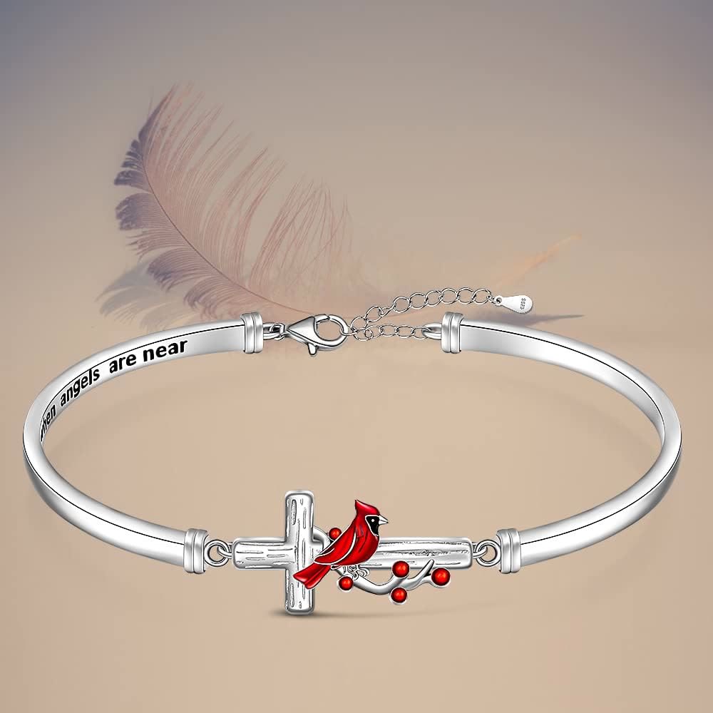 Christianartworkshop Armband mit Kardinalkreuz, verstellbar, roter Vogel - Silber - image 1