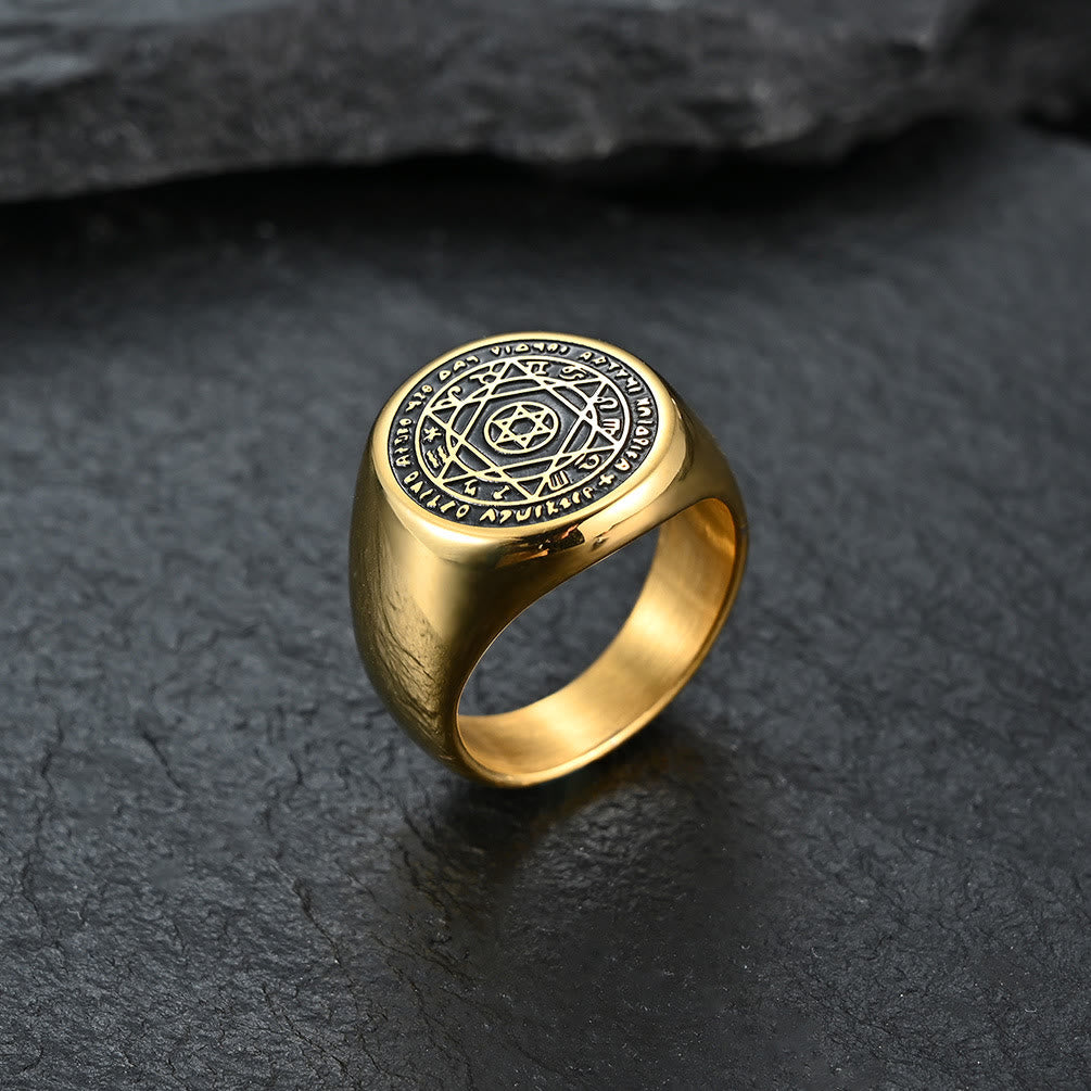 Christianartworkshop Talisman-Siegel von Salomon, sechszackige Sternkonstellationsringe, Edelstahlband - Golden - US12 - image 1