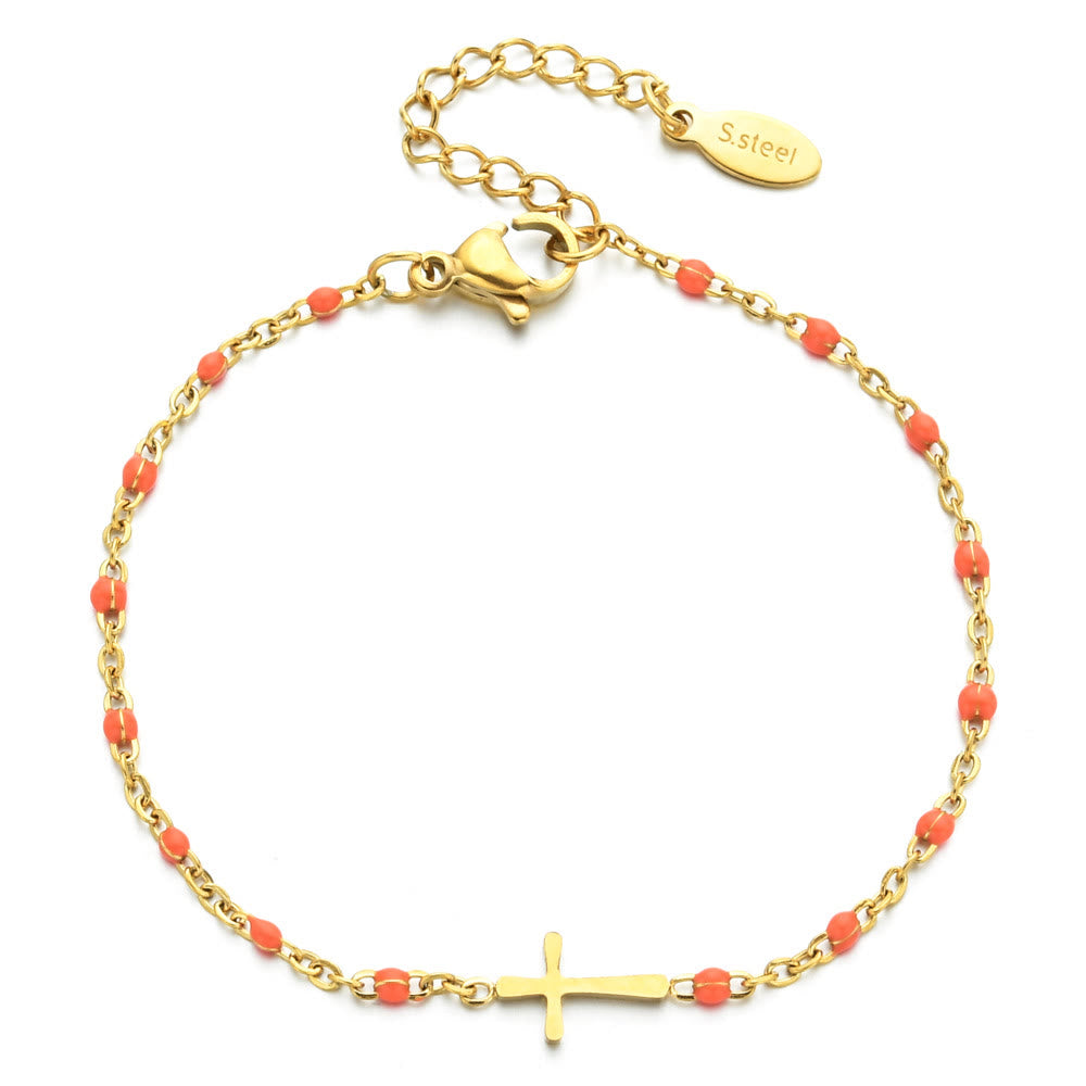 Zartes minimalistisches Kreuzarmband von Christianartworkshop - Goldorange - image 14