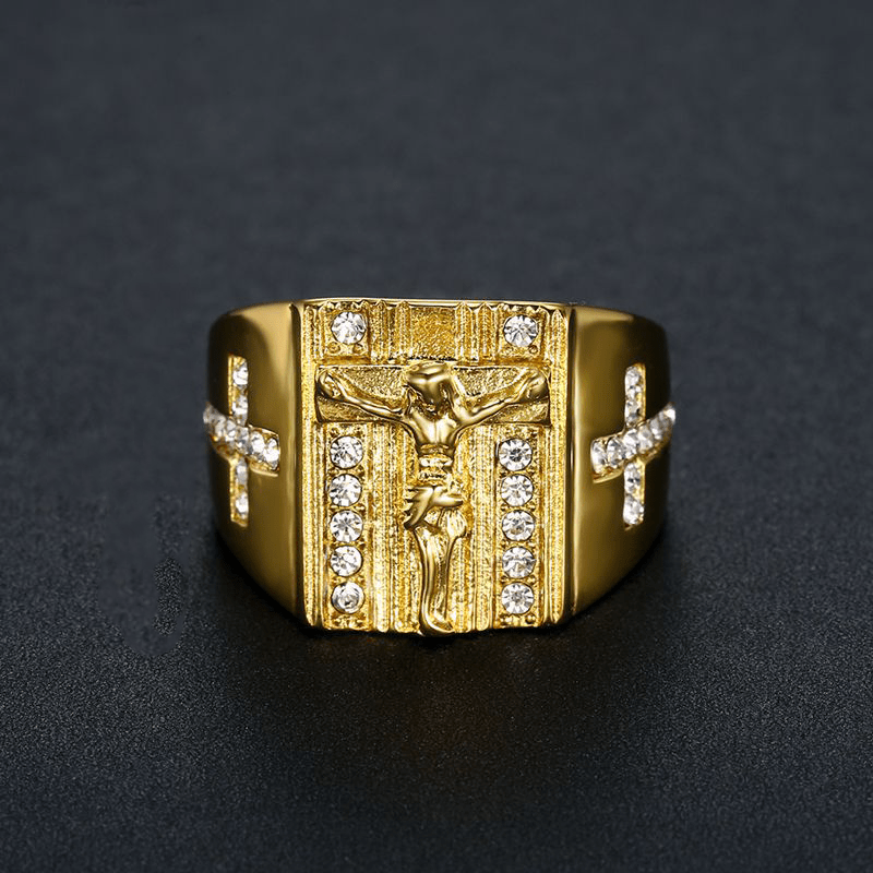 Christianartworkshop Zirkonia-Set Kruzifix Jesus Religiöser Ring - image 1