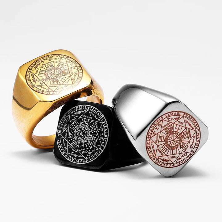 Christianartworkshop Titanring mit Siegeln der sieben Erzengel, Schutz Salomos, Kabbala - image 3