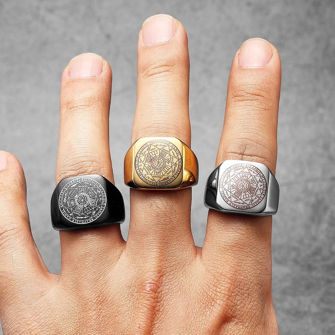 Christianartworkshop Siegel der sieben Erzengel Schutz Salomo Kabbala Titanring - image 8