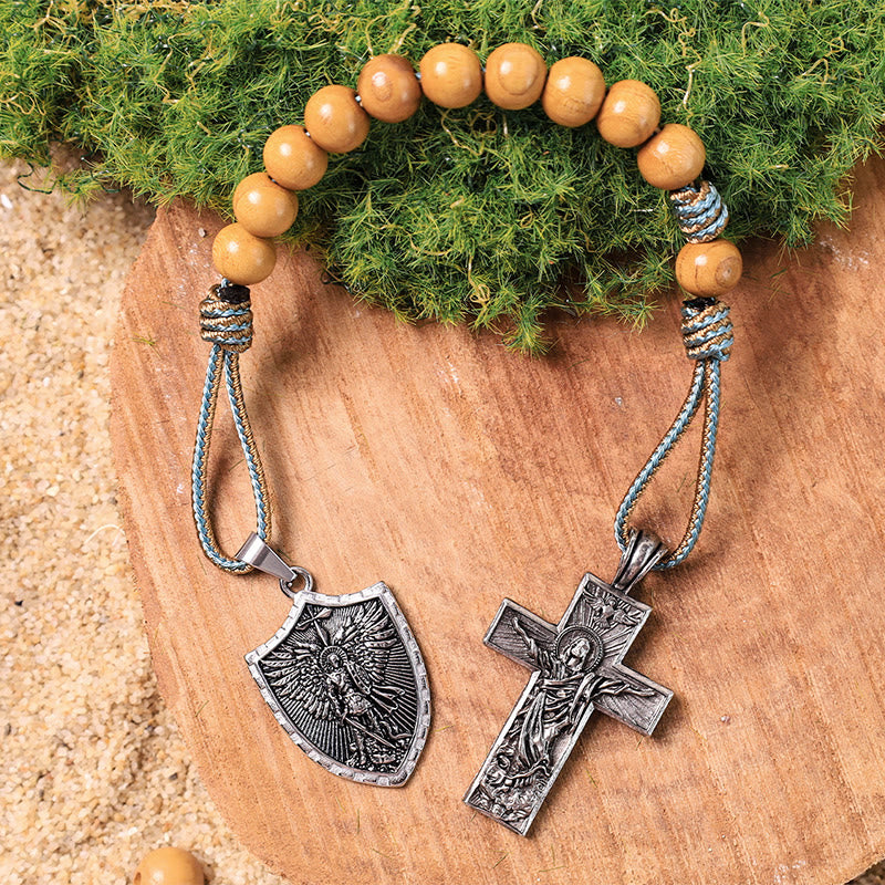 Heiliger Geist Jesus Kreuz & St. Michael der Erzengel Medaille Taschenrosenkranz - image 2