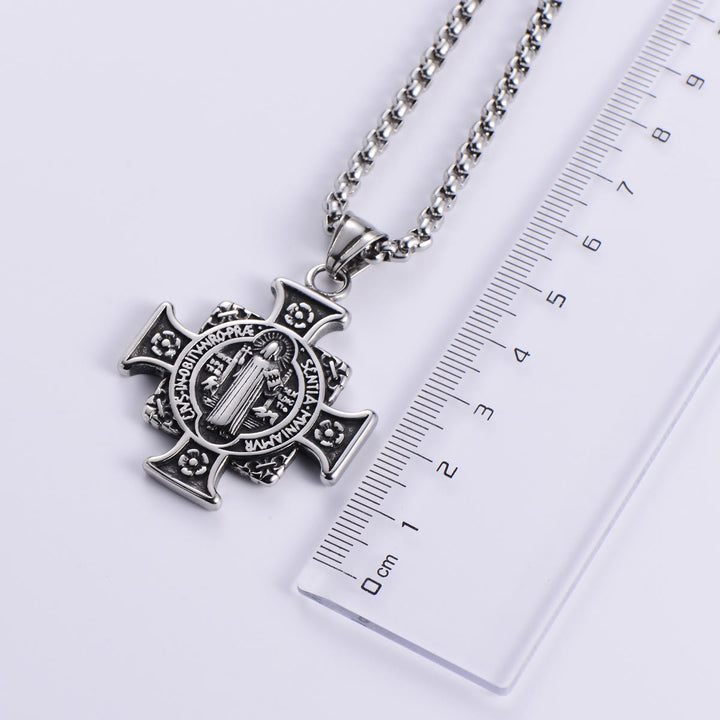 Christianartworkshop Halskette mit Kreuzanhänger, Schutzmedaille des Heiligen Benedikt - image 7