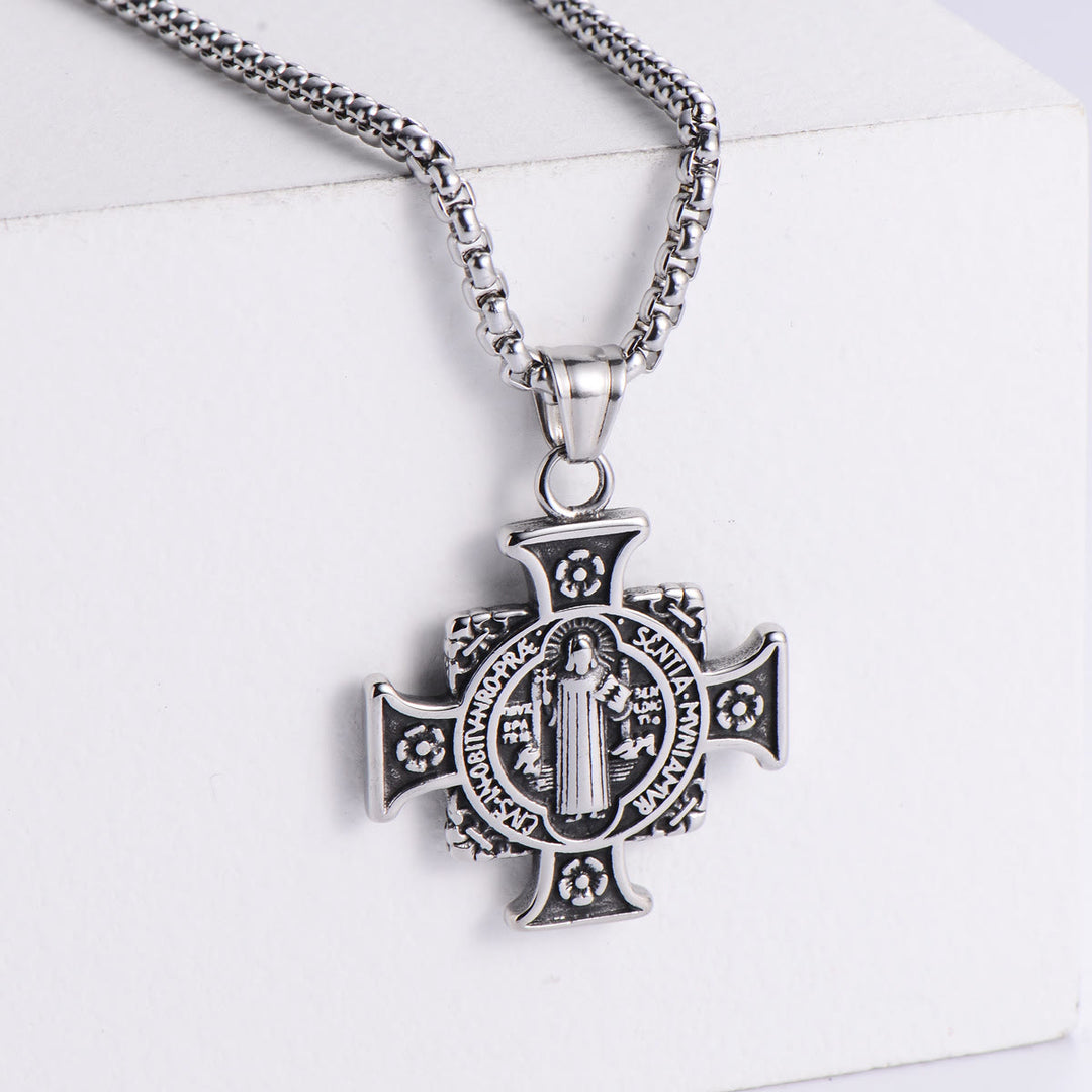 Christianartworkshop Halskette mit Kreuzanhänger, Schutzmedaille des Heiligen Benedikt - image 6