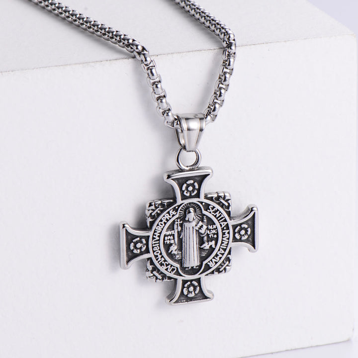 Christianartworkshop Halskette mit Kreuzanhänger, Schutzmedaille des Heiligen Benedikt - image 6