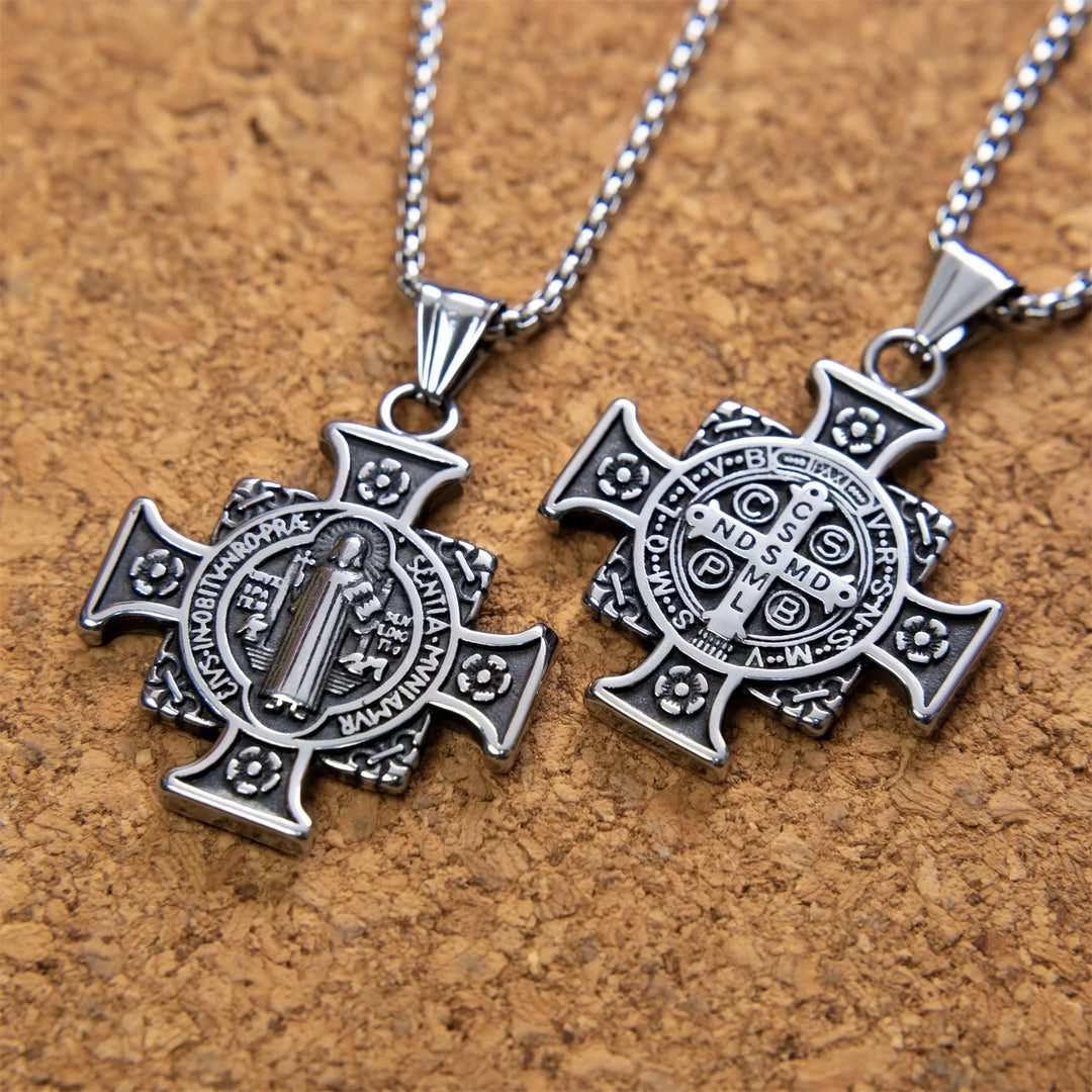 Christianartworkshop Halskette mit Kreuzanhänger, Schutzmedaille des Heiligen Benedikt - Heiliger Benedikt - image 1