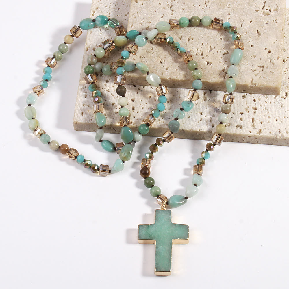 Christianartworkshop Katholischer Kreuzanhänger, christliche Halskette, religiöser Schmuck - Grün - image 1