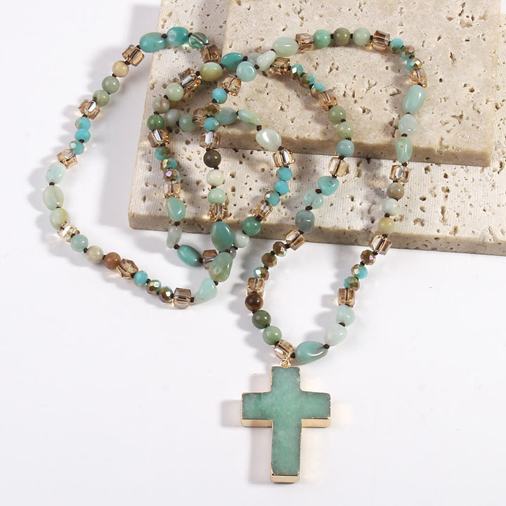 Christianartworkshop Katholischer Kreuzanhänger, christliche Halskette, religiöser Schmuck - Grün - image 1