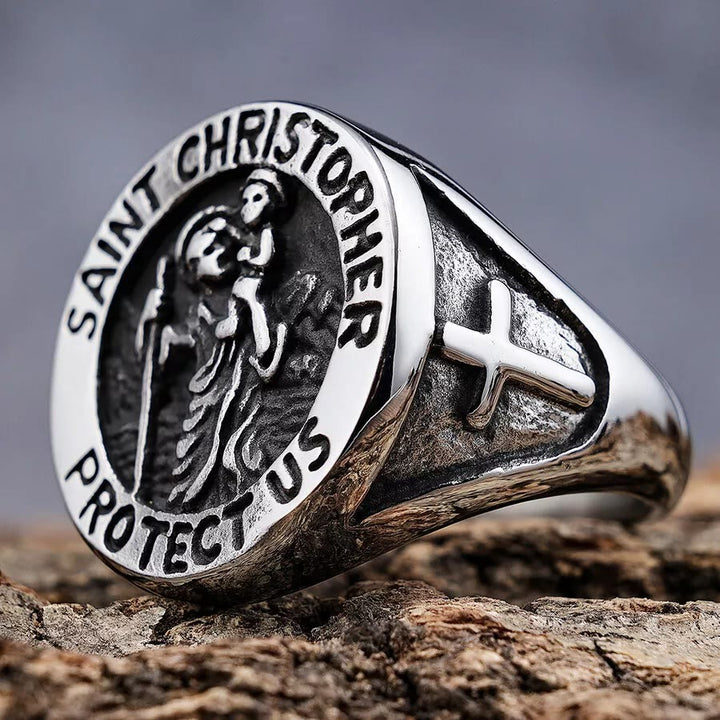 Christianartworkshop Siegelring mit Medaille „St. Christopher Protect Us“ - Silber - US13 - image 7