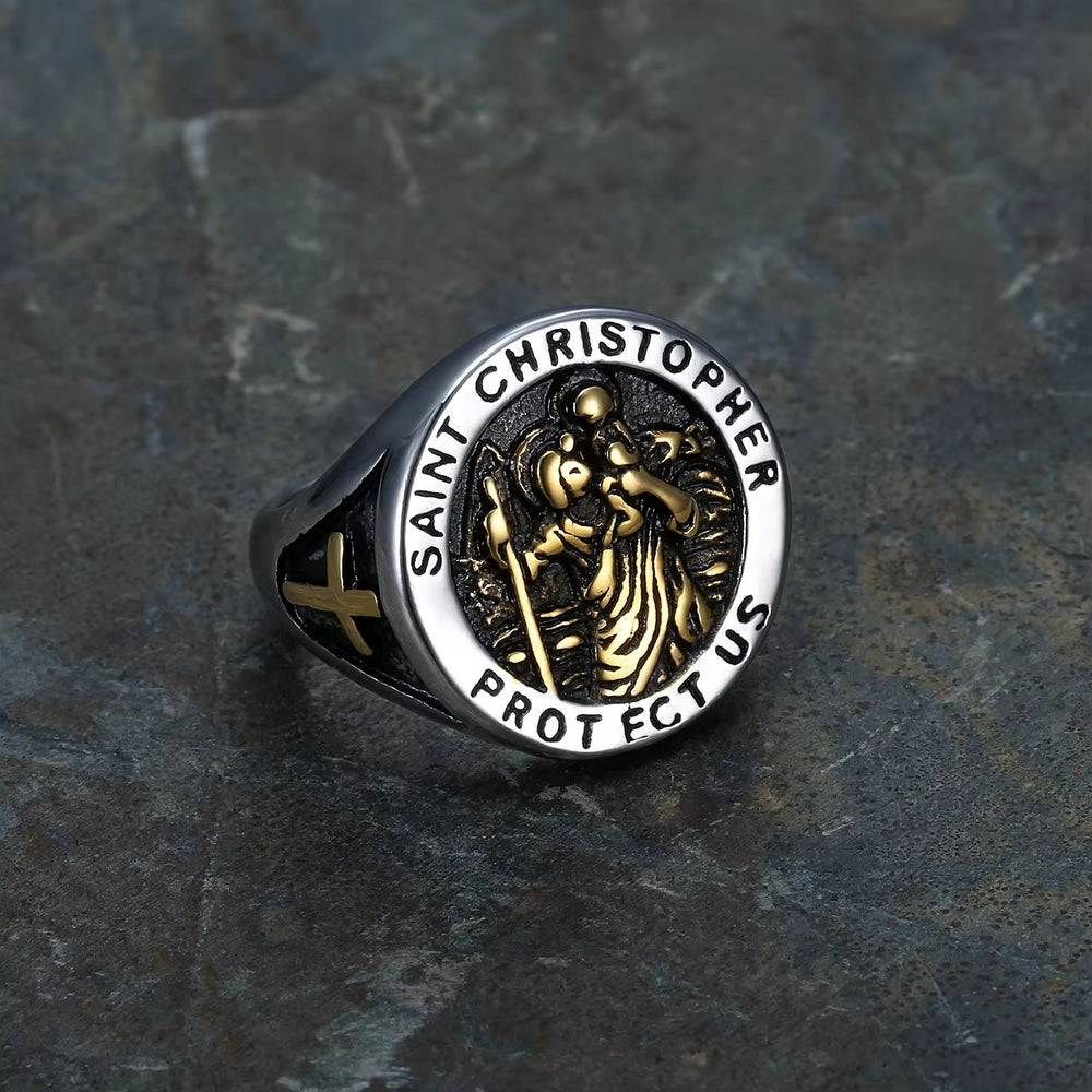 Christianartworkshop Siegelring mit Medaille „St. Christopher Protect Us“ - image 2