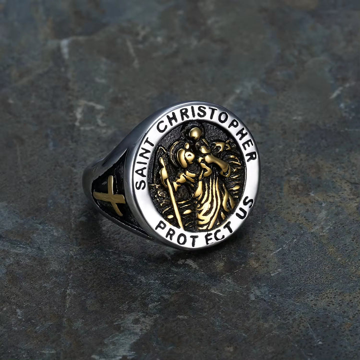 Christianartworkshop Siegelring mit Medaille „St. Christopher Protect Us“ - image 2