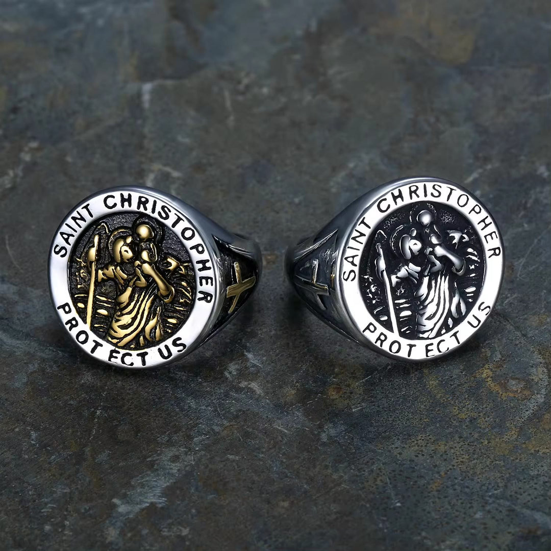 Christianartworkshop Siegelring mit Medaille „St. Christopher Protect Us“ - image 6