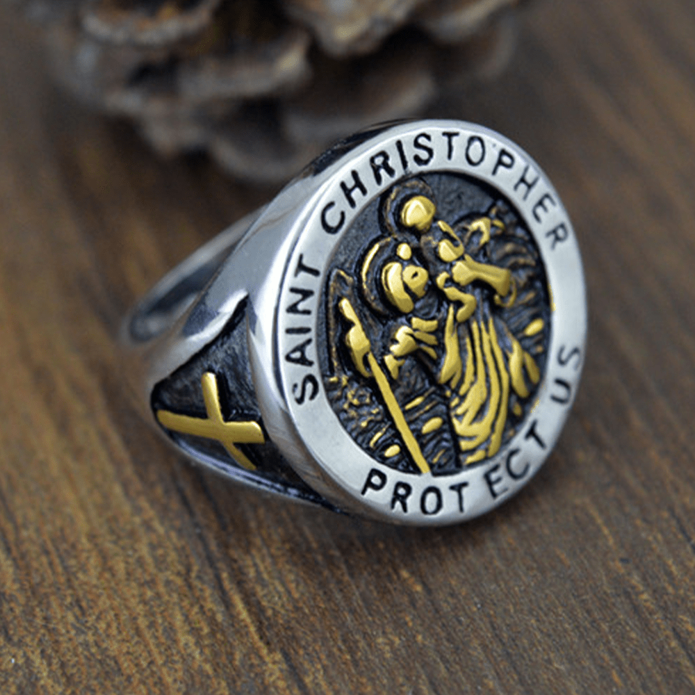 Christianartworkshop Siegelring mit Medaille „St. Christopher Protect Us“ - image 4