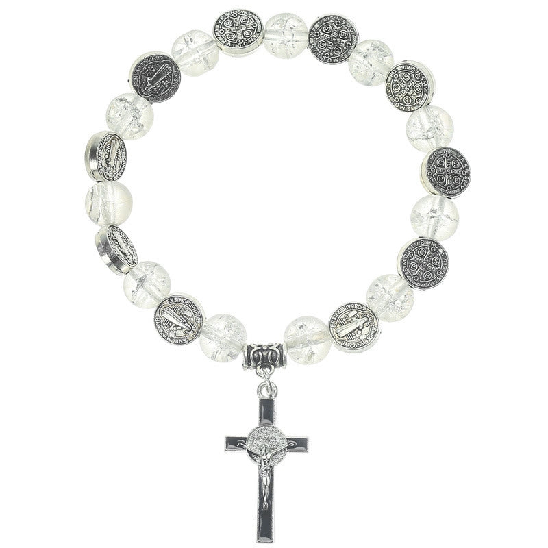 Christianartworkshop Armband mit Perlenanhänger und Jesuskreuz aus Legierung - Weiß - image 10