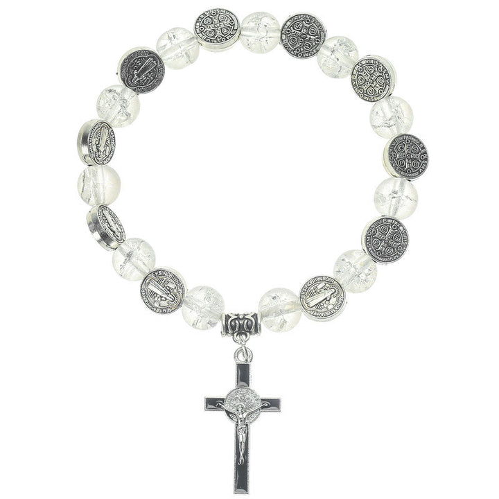 Christianartworkshop Armband mit Perlenanhänger und Jesuskreuz aus Legierung - Weiß - image 10
