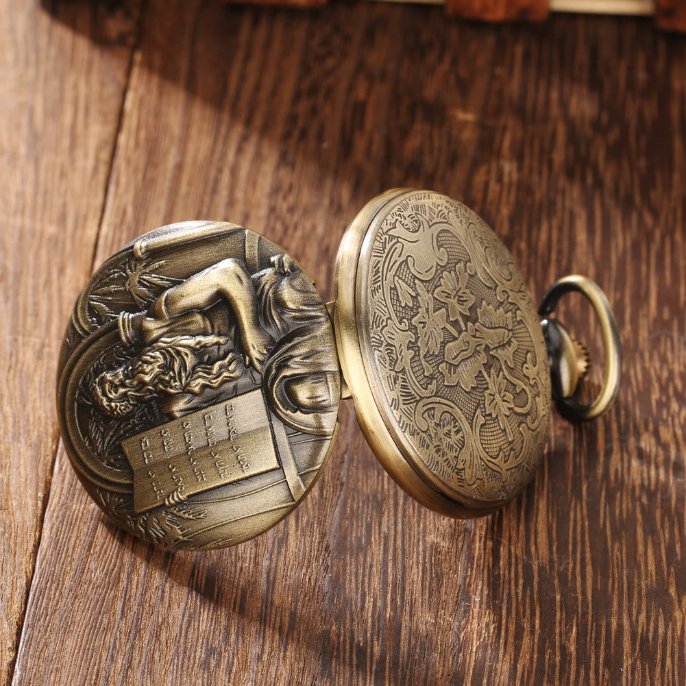 Taschenuhr mit Jesus-Bibel und Quarzwerk, Bronze - image 5