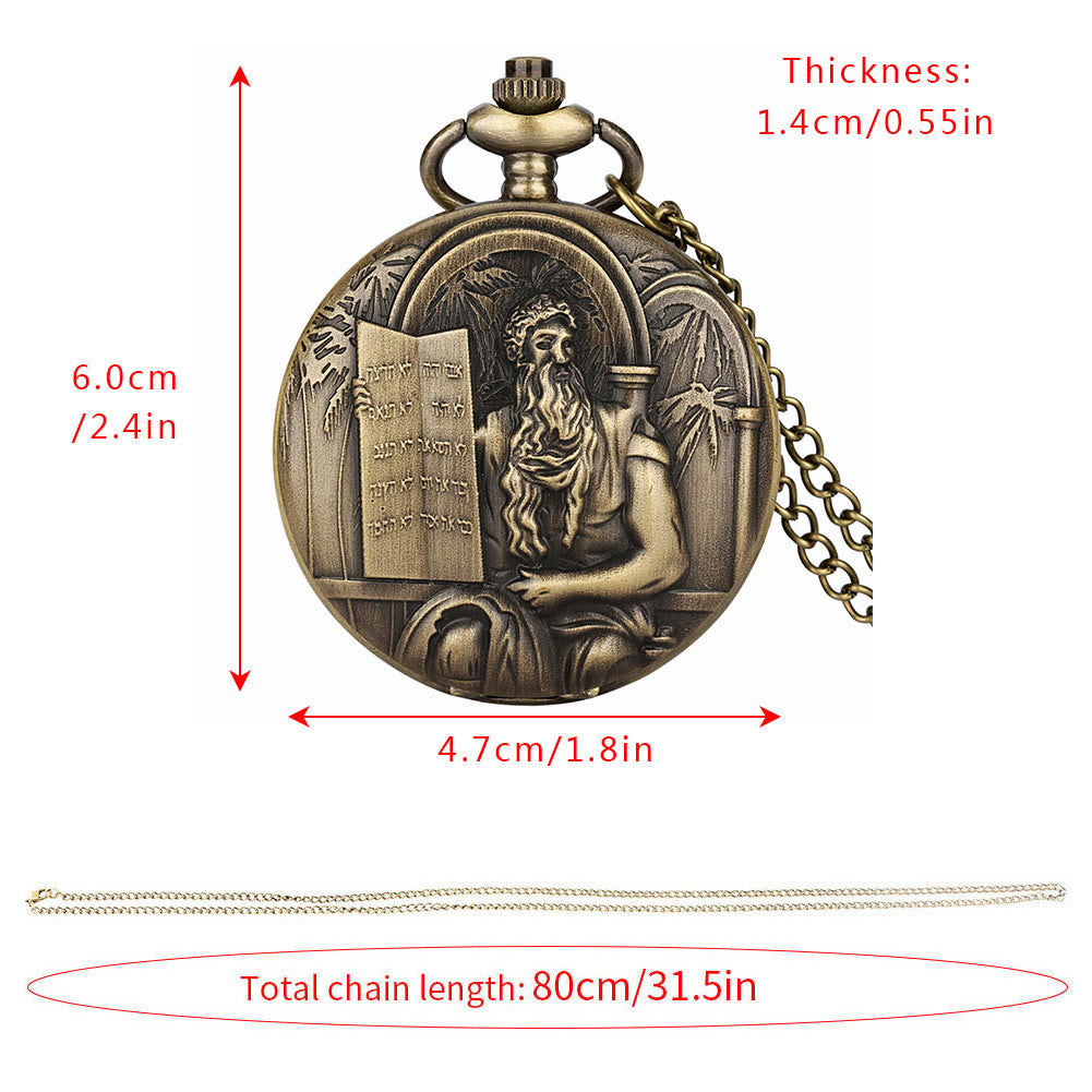 Taschenuhr mit Jesus-Bibel und Quarzwerk, Bronze - image 8