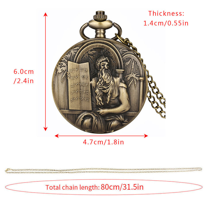 Taschenuhr mit Jesus-Bibel und Quarzwerk, Bronze - image 8