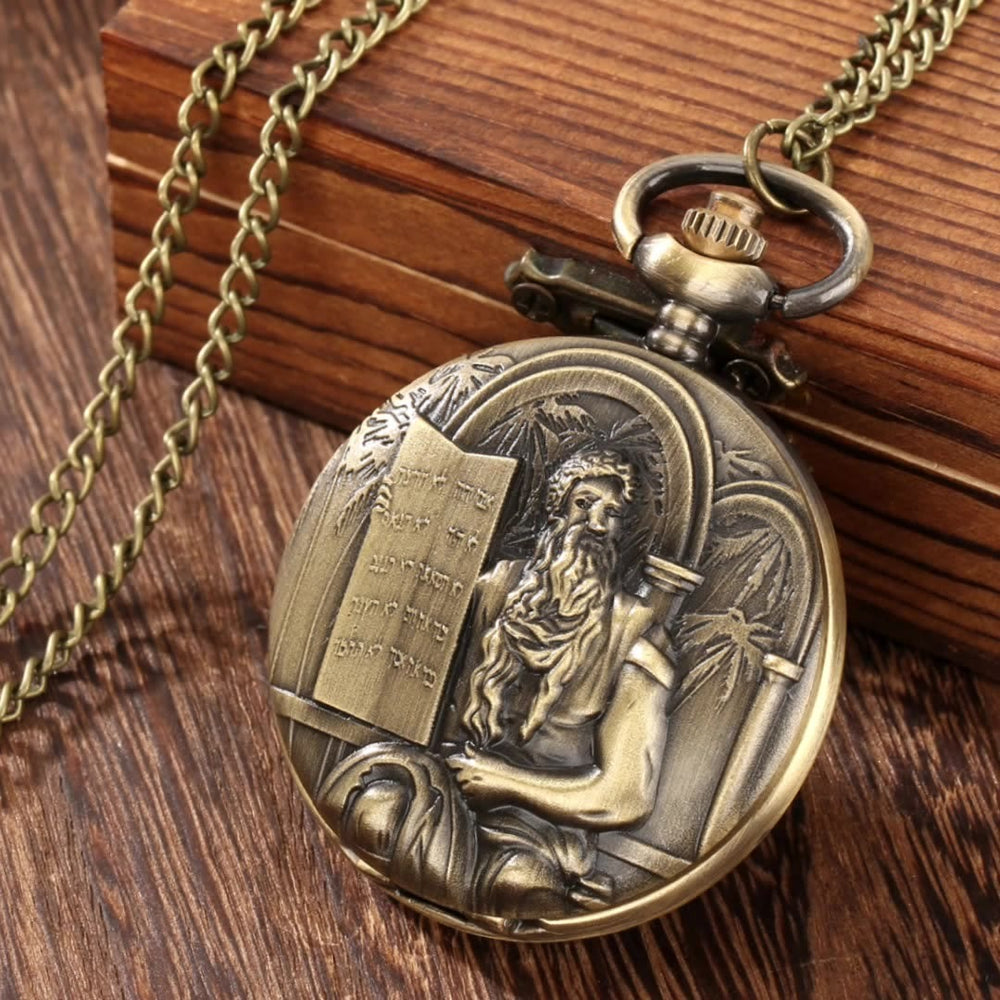 Taschenuhr mit Jesus-Bibel und Quarzwerk, Bronze - image 2