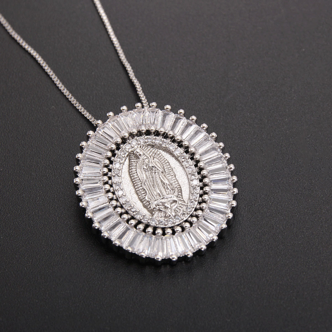 Christianartworkshop Halskette mit Zirkonia-Amulett-Anhänger „Unsere Liebe Frau von Guadalupe“ - Silber - image 3