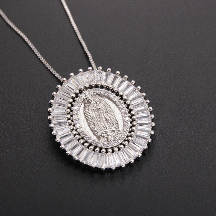 Christianartworkshop Halskette mit Zirkonia-Amulett-Anhänger „Unsere Liebe Frau von Guadalupe“ - Silber - image 3