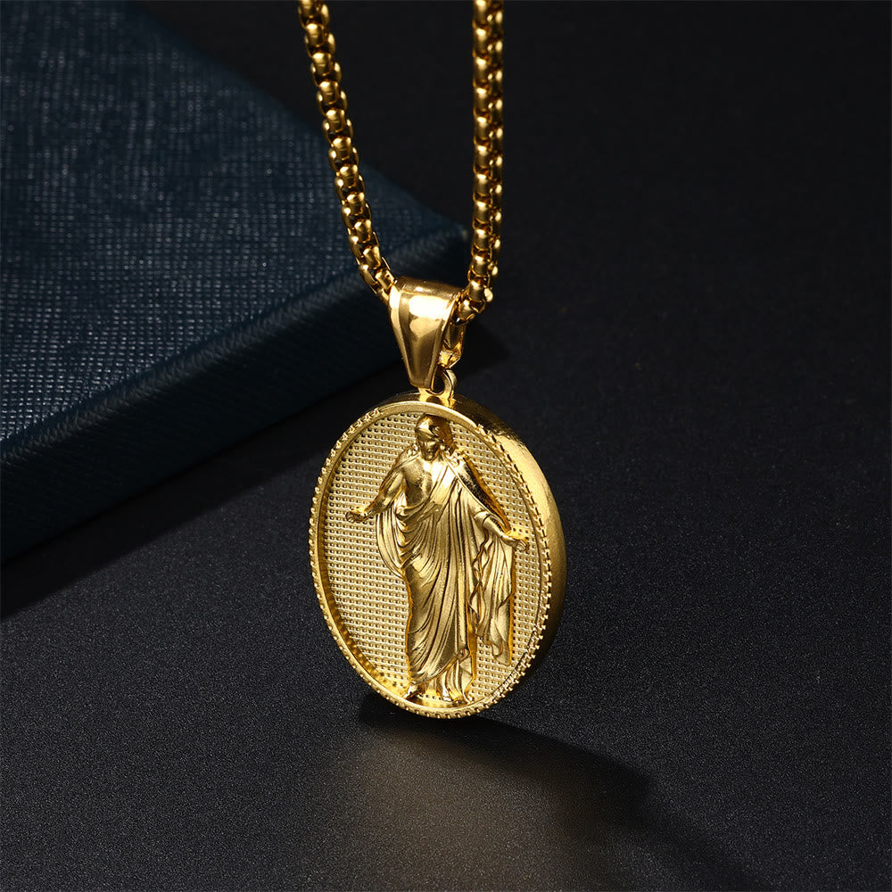 Christianartworkshop Halskette mit Jesus-Medaillon-Anhänger und Segen - Golden - image 6