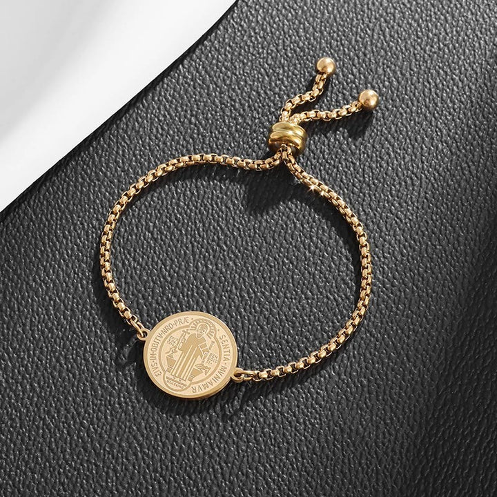Christianartworkshop St. Benedikt graviertes Medaillenarmband, verstellbar - image 3