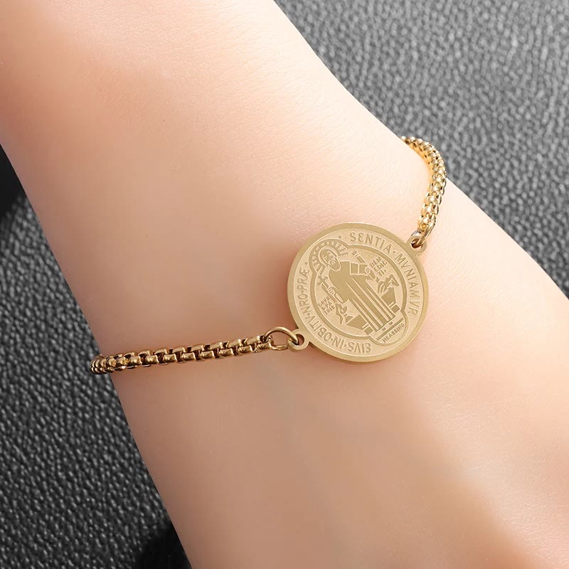 Christianartworkshop St. Benedikt Medaille graviert verstellbares Armband - image 2