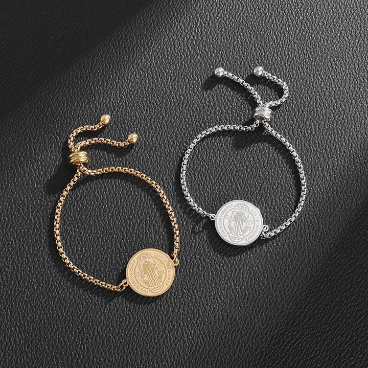 Christianartworkshop St. Benedikt Medaille graviert verstellbares Armband - image 7