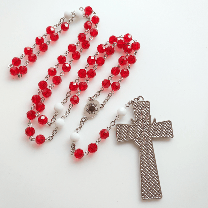 IHS Heiliger Geist Taube Kreuz Anhänger Rote Perlen Rosenkranz - image 4