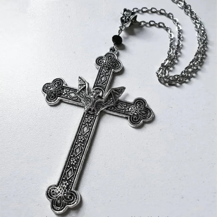 Christianartworkshop Retro-Halskette mit religiösem christlichem Glauben, Kreuz und Fledermaus - image 2