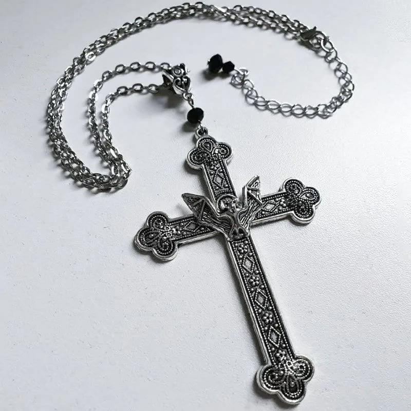 Christianartworkshop Retro-Halskette mit religiösem christlichem Glauben, Kreuz und Fledermaus - Kreuzschläger - image 1