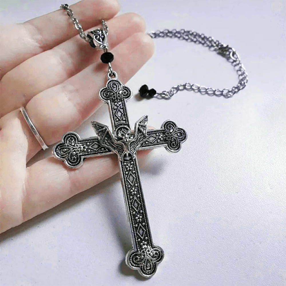 Christianartworkshop Retro-Halskette mit religiösem christlichem Glauben, Kreuz und Fledermaus - image 3