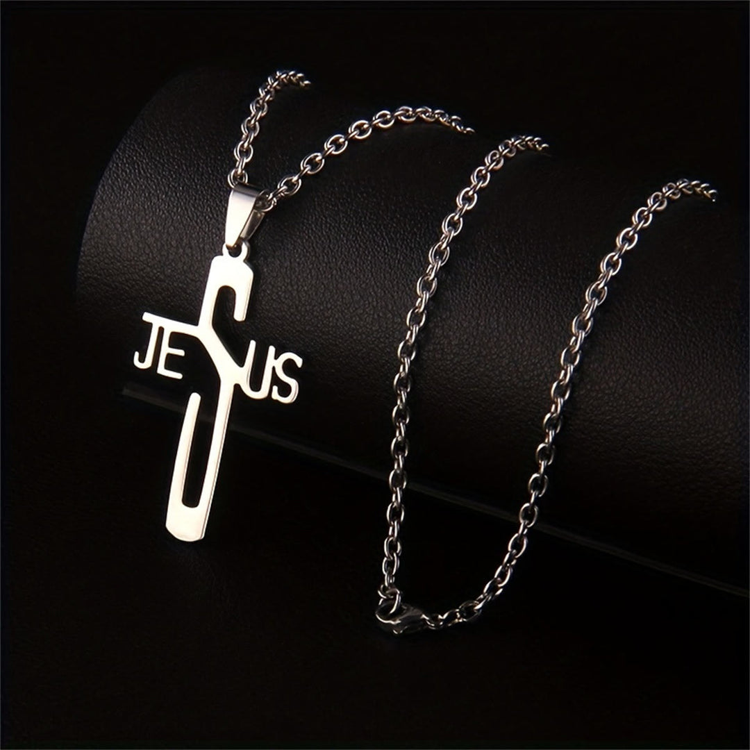 Christianartworkshop Halskette mit Jesus-Christus-Kreuz, Edelstahl - Silber - image 1