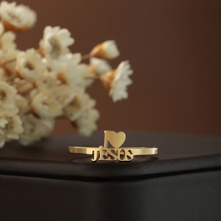Christianartworkshop „Ich liebe Jesus“ Christlicher Glaube Minimalismus Ring - image 1