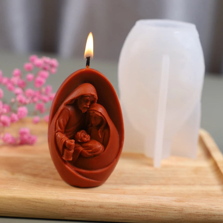 Handgemachte 3D Figur Silikonform DIY Heilige Familie Kerzenform - image 3