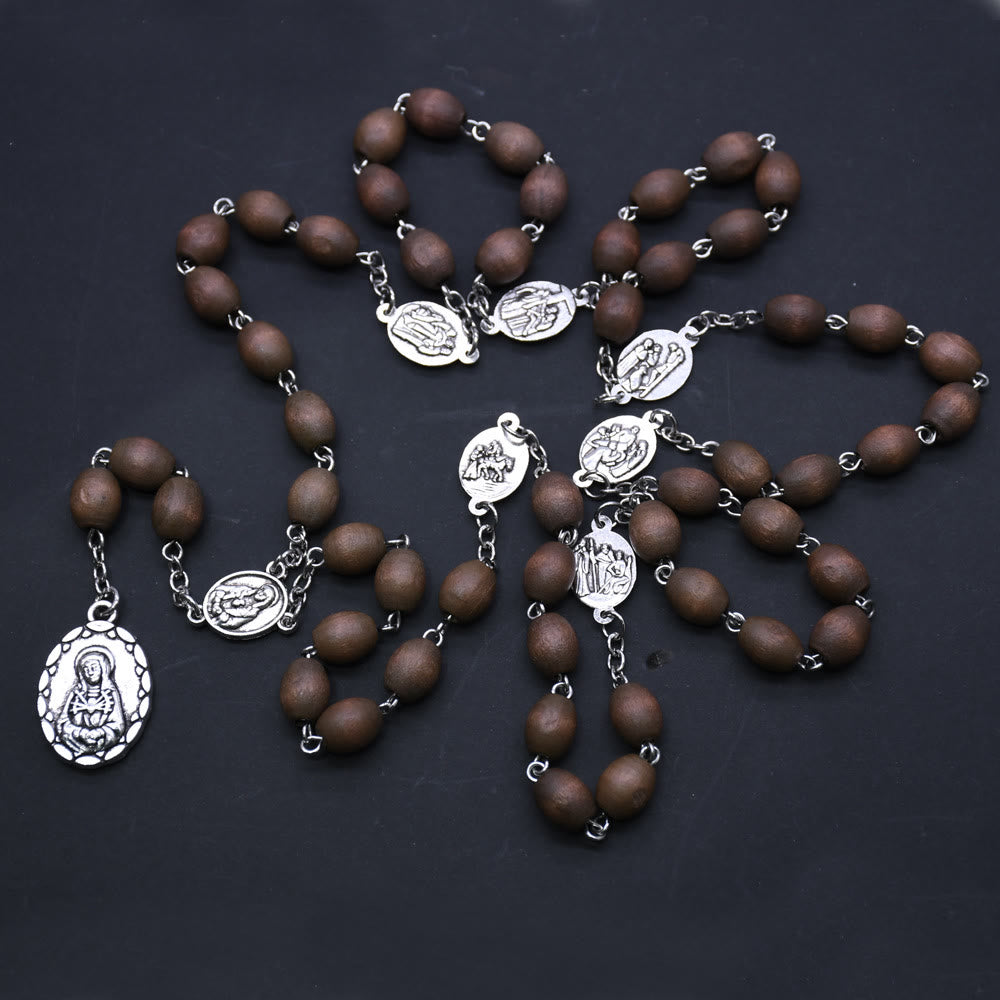 Rosenkranz der Jungfrau Maria aus Olivenholz mit den sieben Leiden - image 3